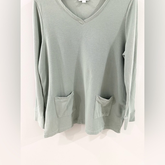J. Jill Textured Patch-Pocket Knit Tunic In Mineral Green Size Large - Picture 4 of 6